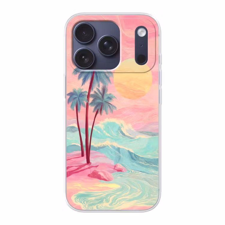 Palmbomen - Golven - Zee Telefoonhoesje iPhone 17 Pro klein -3d