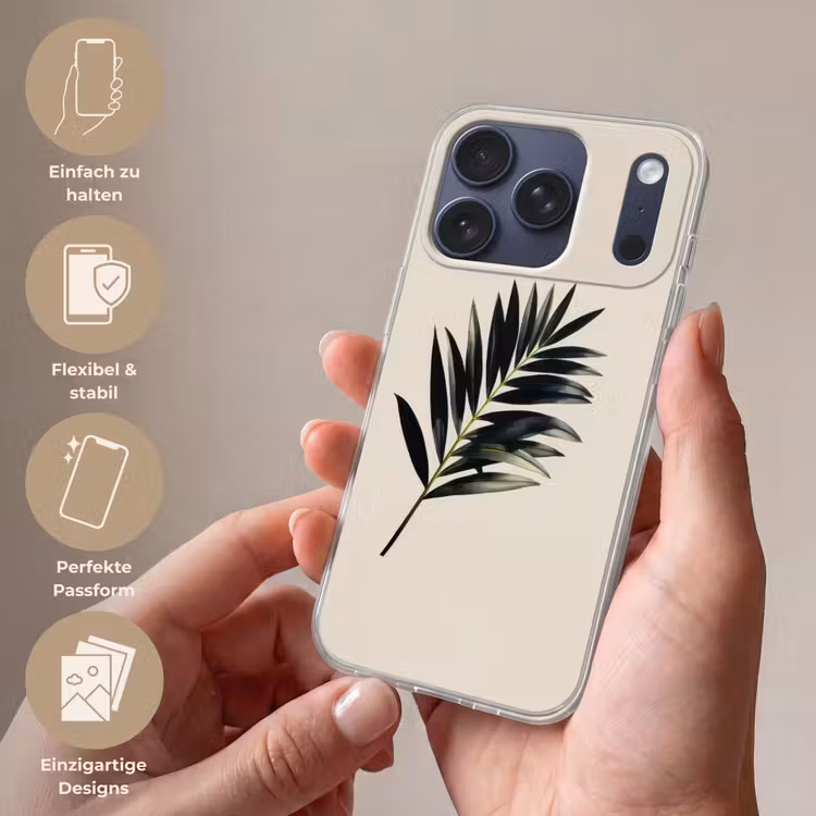 Palmblad - Subtiel - Groen - beige Telefoonhoesje iPhone 17 Pro klein -sfeer3_DE