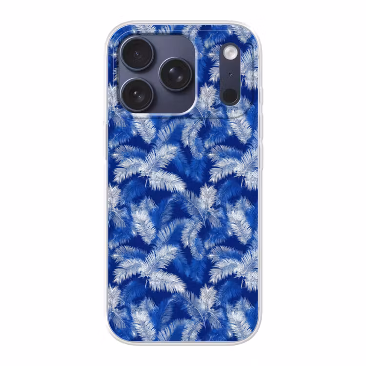 Palmblad - Patroon - Blauw Telefoonhoesje iPhone 17 Pro klein 878 -3d