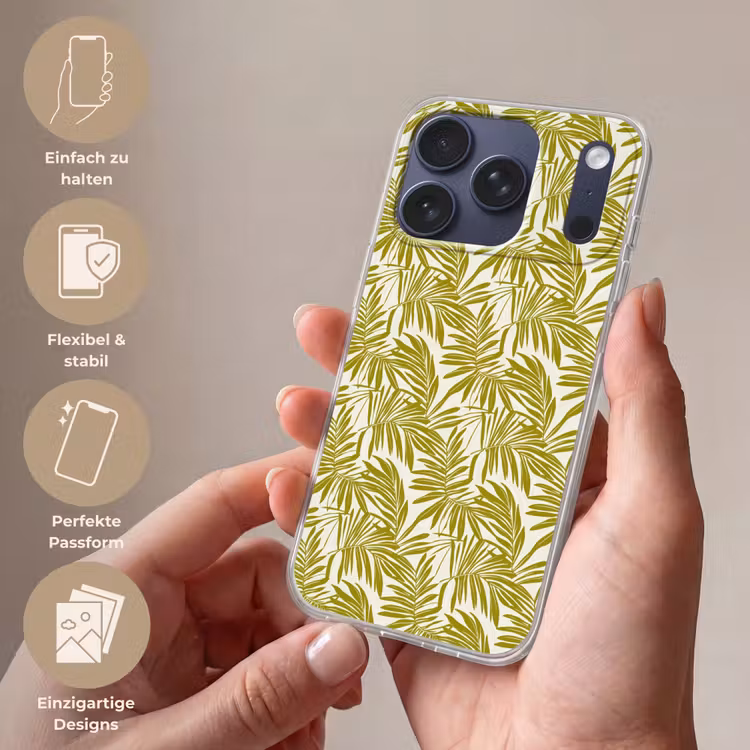 Palmblad - Patroon - Groen Telefoonhoesje iPhone 17 Pro klein 878 -sfeer3_DE