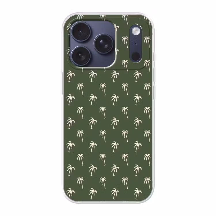 Palmboom patroon - Groen - Beige - Zomer Telefoonhoesje iPhone 17 Pro klein -3d