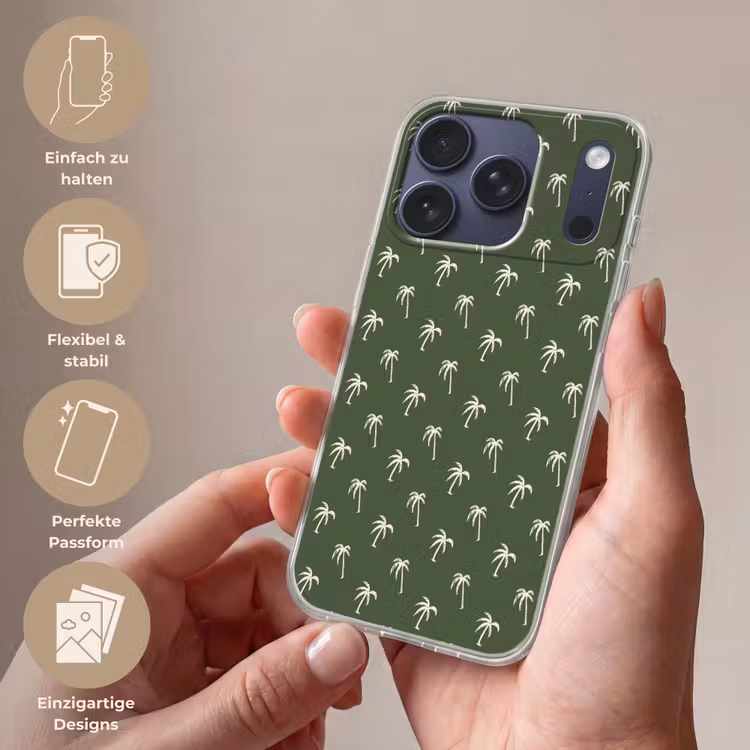 Palmboom patroon - Groen - Beige - Zomer Telefoonhoesje iPhone 17 Pro klein -sfeer3_DE