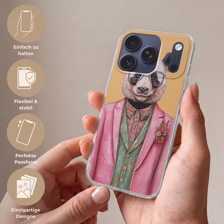 Panda - Pak - Zonnebril - Blauw Telefoonhoesje iPhone 17 Pro klein -sfeer3_DE