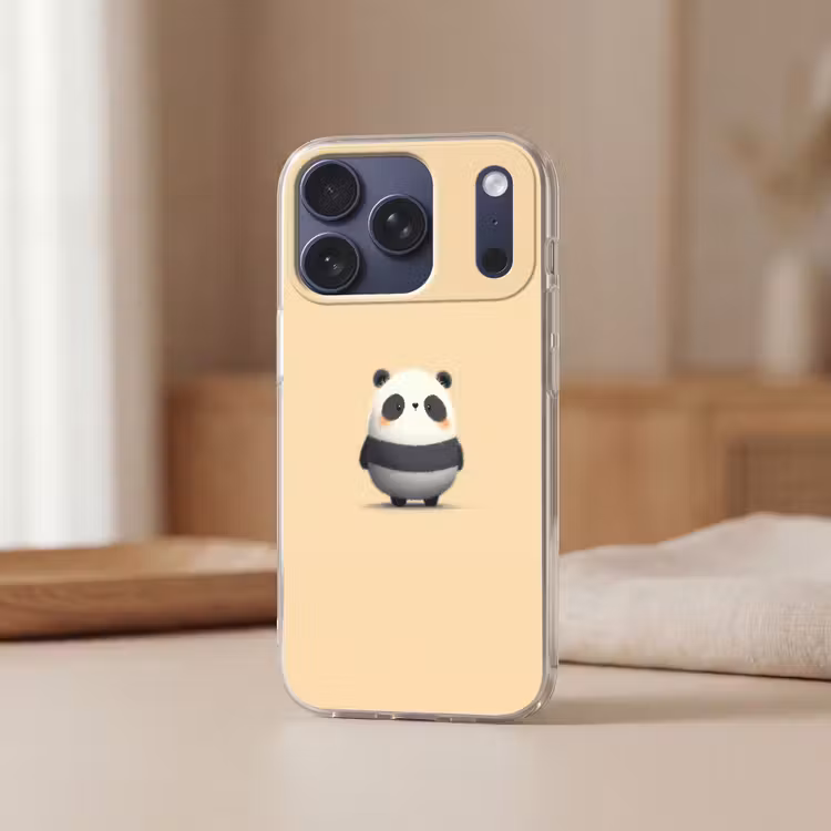 Panda - Beige - Minimalistisch Telefoonhoesje iPhone 17 Pro klein -sfeer2