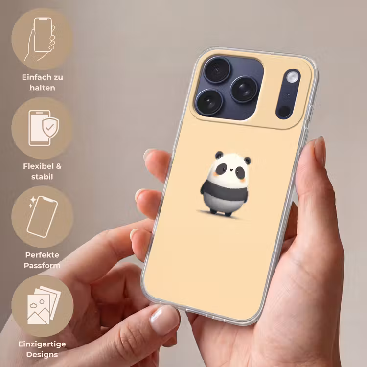 Panda - Beige - Minimalistisch Telefoonhoesje iPhone 17 Pro klein -sfeer3_DE