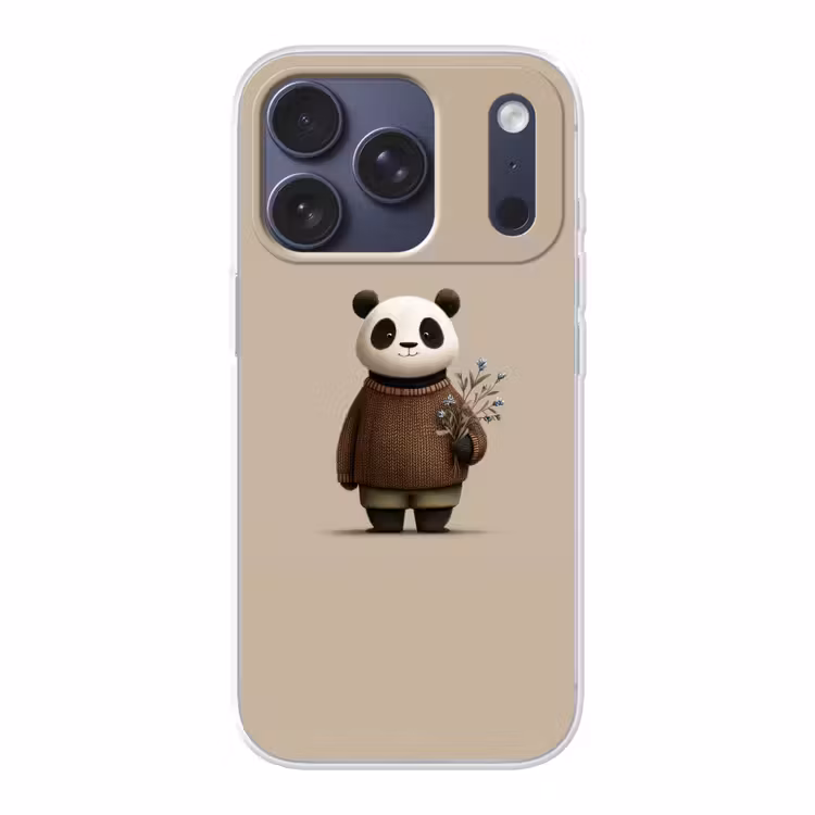 Panda - Blauwe bloemen - Zachtheid Telefoonhoesje iPhone 17 Pro klein -3d