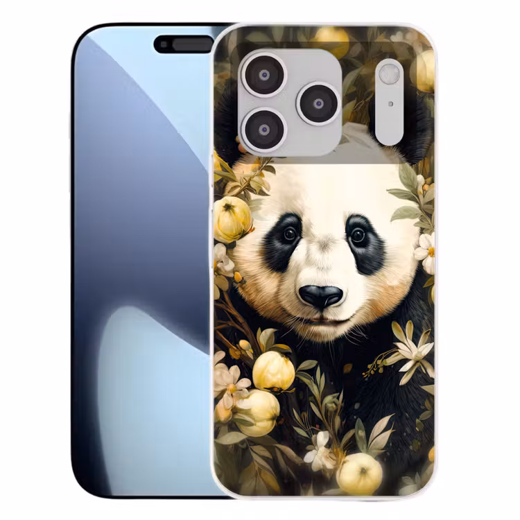 Panda - Pandabeer - Wilde dieren - Natuur - Bloemen Telefoonhoesje iPhone 17 Pro klein -3d