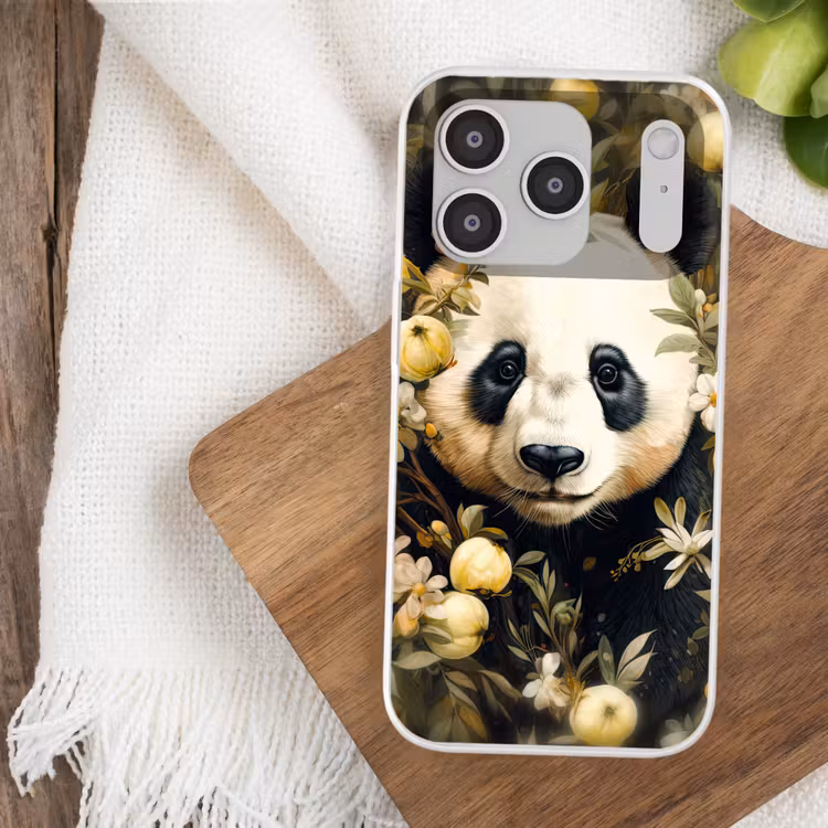Panda - Pandabeer - Wilde dieren - Natuur - Bloemen Telefoonhoesje iPhone 17 Pro klein -sfeer1