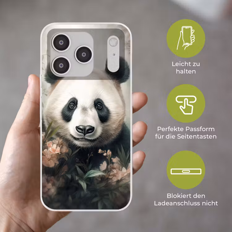 Panda - Dieren - Bloemen - Planten Telefoonhoesje iPhone 17 Pro klein -sfeer3_DE