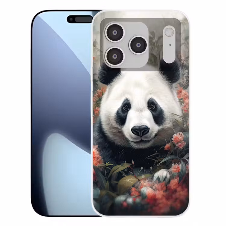 Panda - Wilde dieren - Bloemen - Natuur Telefoonhoesje iPhone 17 Pro klein -3d