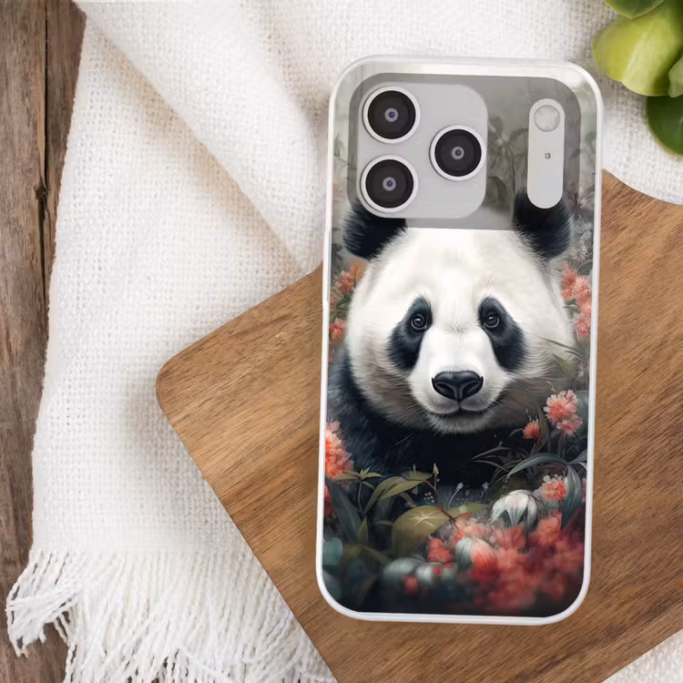 Panda - Wilde dieren - Bloemen - Natuur Telefoonhoesje iPhone 17 Pro klein -sfeer1
