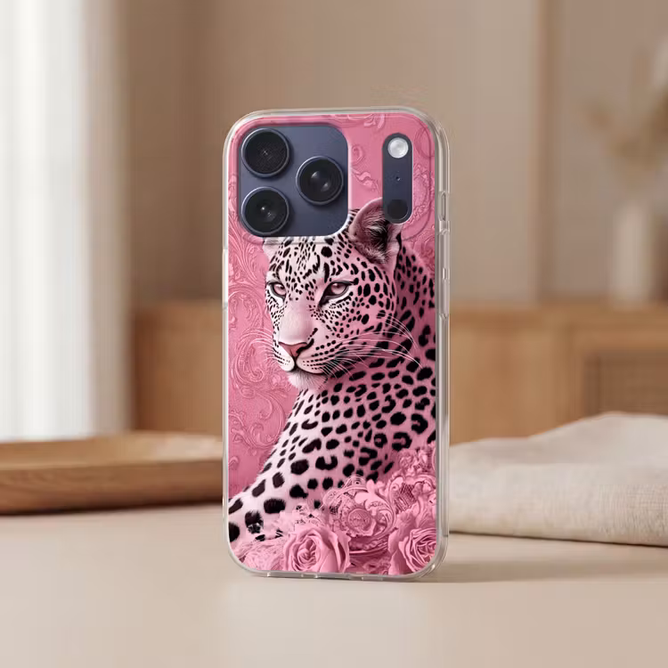 Panter - Luxe - Roze Telefoonhoesje iPhone 17 Pro klein -sfeer2
