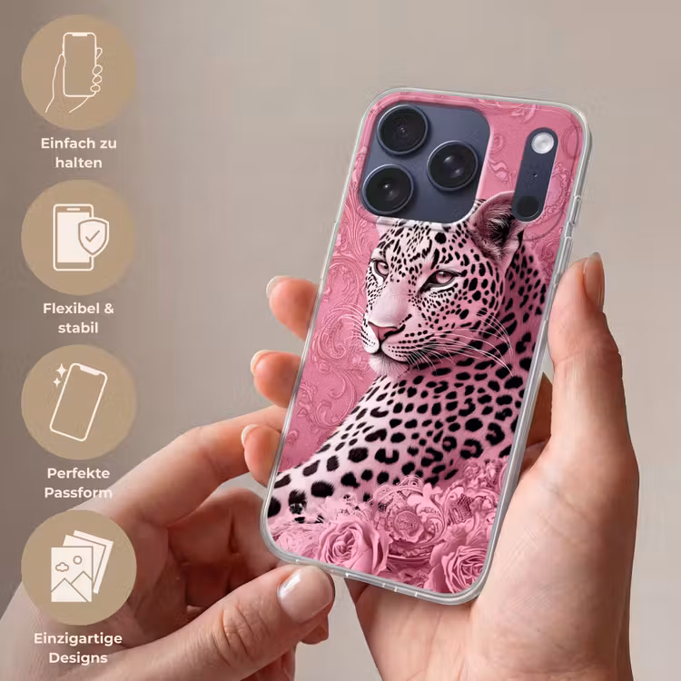 Panter - Luxe - Roze Telefoonhoesje iPhone 17 Pro klein -sfeer3_DE