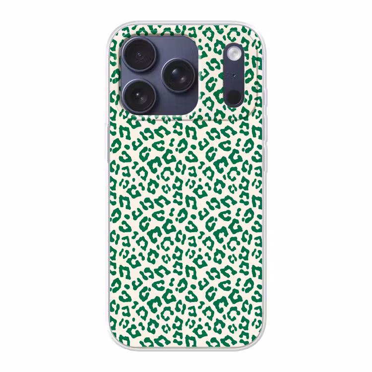 Panterprint - Groen - Beige - Dierenprint Telefoonhoesje iPhone 17 Pro klein -3d