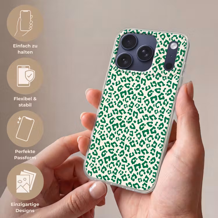 Panterprint - Groen - Beige - Dierenprint Telefoonhoesje iPhone 17 Pro klein -sfeer3_DE