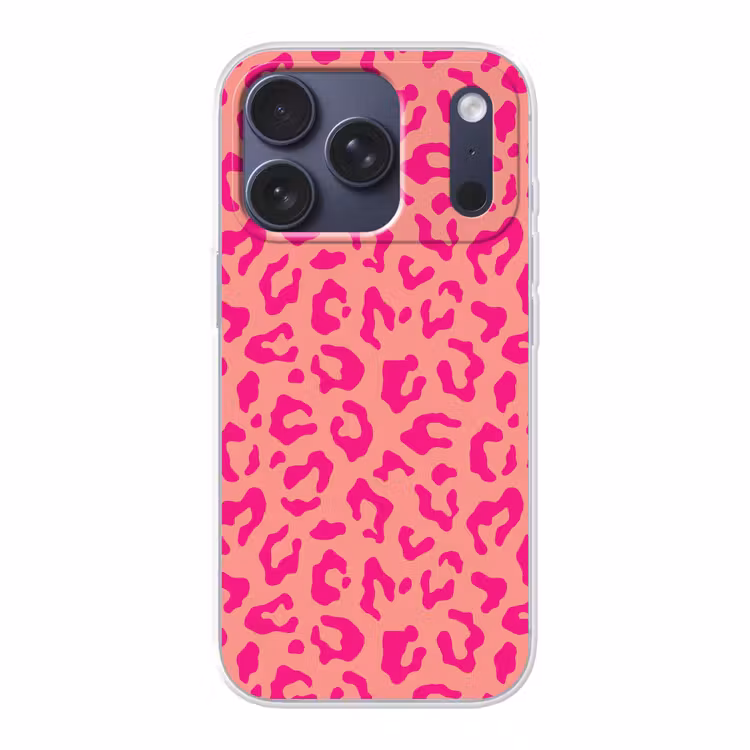 Panterprint - Roze - Dierenprint - Minimalistisch Telefoonhoesje iPhone 17 Pro klein -3d