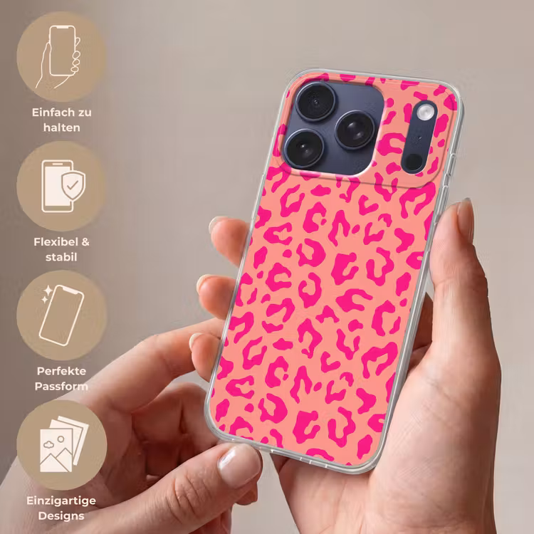 Panterprint - Roze - Dierenprint - Minimalistisch Telefoonhoesje iPhone 17 Pro klein -sfeer3_DE