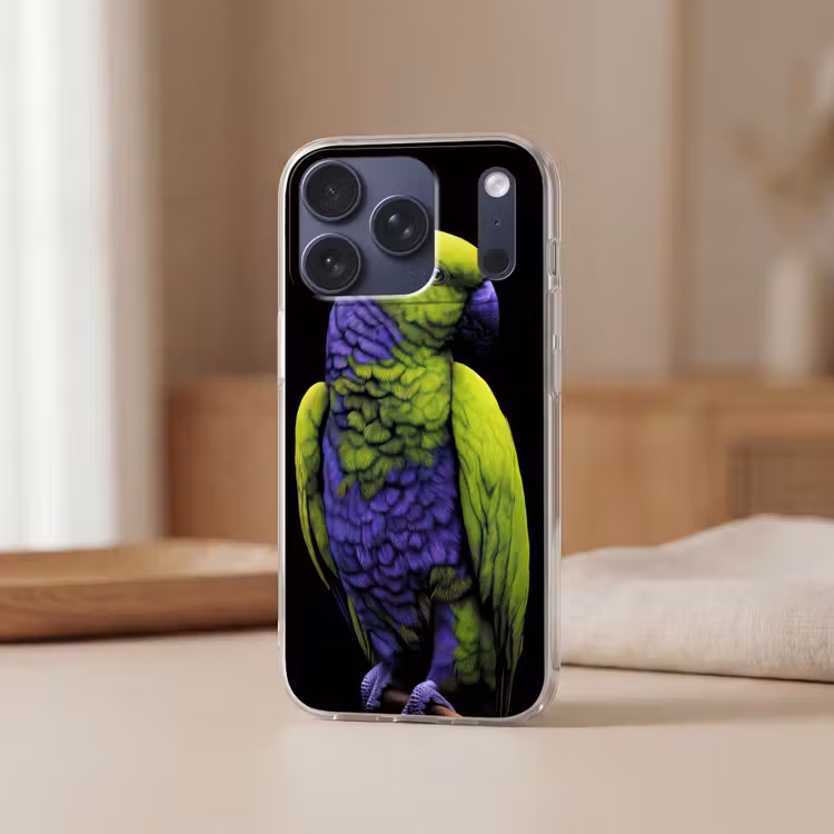 Papegaai - Veren - Opvallend - Groen Telefoonhoesje iPhone 17 Pro klein -sfeer2