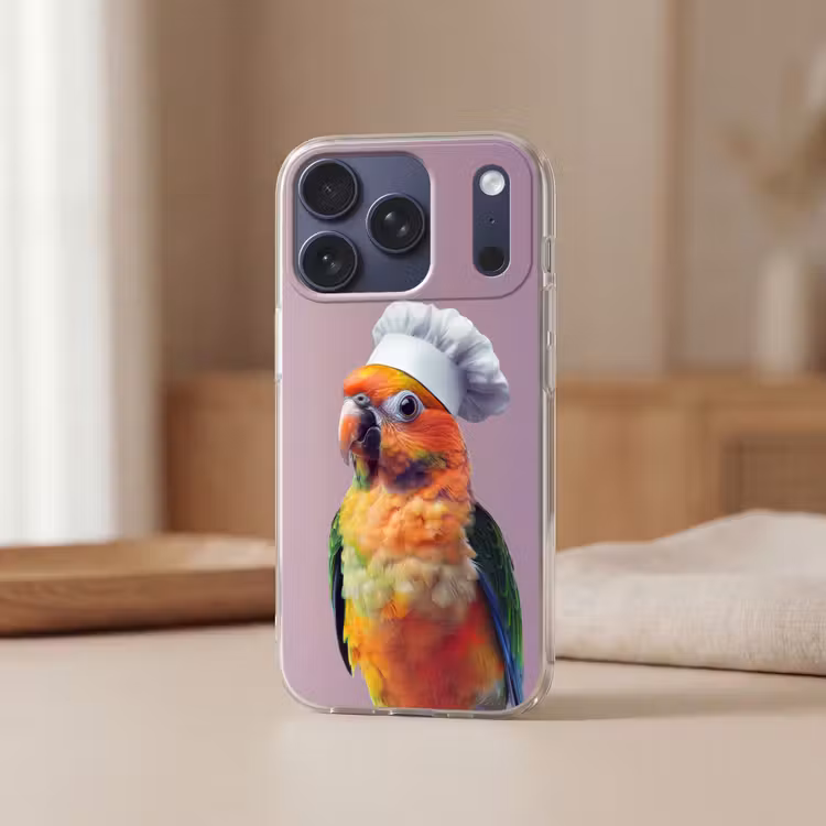 Papegaai - Koksmuts - Nieuwsgierig - Vogel Telefoonhoesje iPhone 17 Pro klein -sfeer2