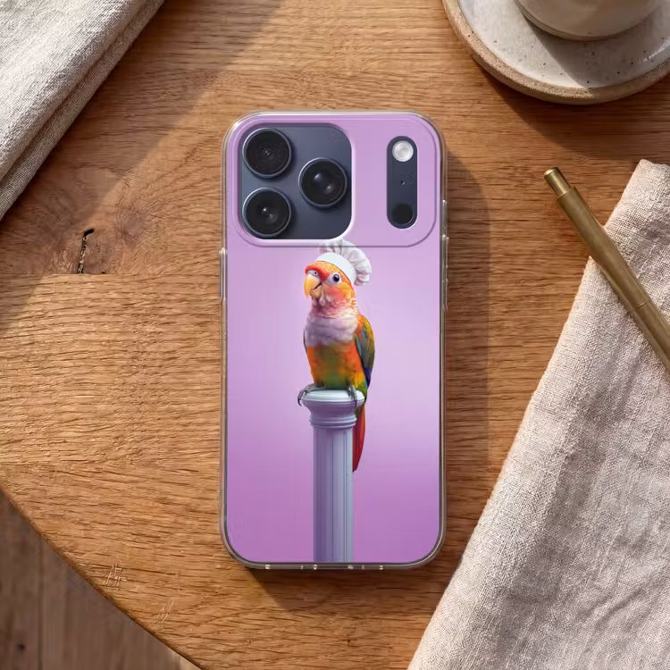 Papegaai - Koksmuts - Pilaar - Vogel Telefoonhoesje iPhone 17 Pro klein -sfeer1