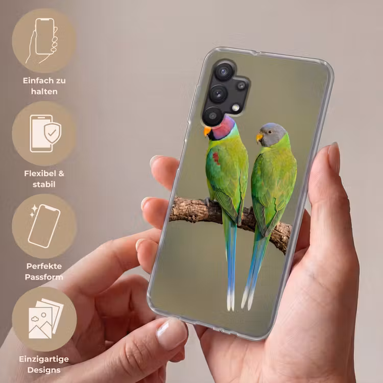 Papagaai - Tak - Natuur - Kleurrijk Telefoonhoesje Samsung Galaxy A32 5G klein -sfeer3_DE