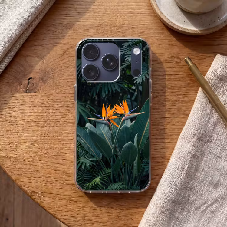 Paradijsvogel - Bloem - Exotisch Telefoonhoesje iPhone 17 Pro klein -sfeer1