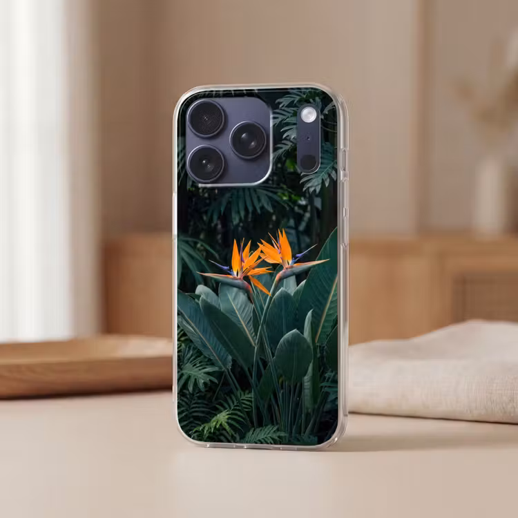 Paradijsvogel - Bloem - Exotisch Telefoonhoesje iPhone 17 Pro klein -sfeer2
