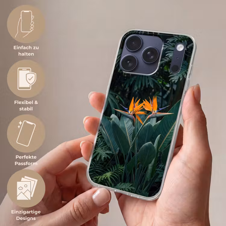 Paradijsvogel - Bloem - Exotisch Telefoonhoesje iPhone 17 Pro klein -sfeer3_DE