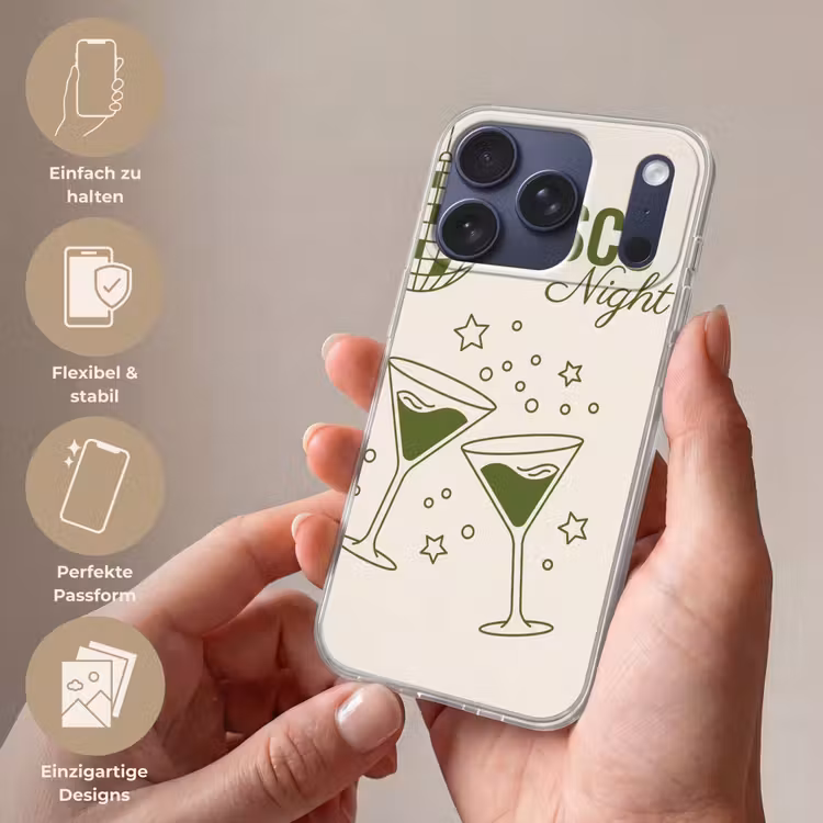 Feest - Disco - Drank - Illustratie - Groen Telefoonhoesje iPhone 17 Pro klein -sfeer3_DE