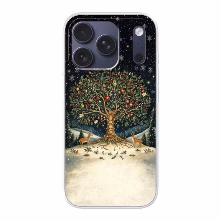 Feestboom - Winterhemel - Kleurrijk Telefoonhoesje iPhone 17 Pro klein -3d