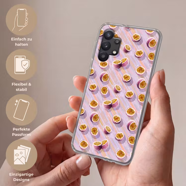 Passievrucht - Tropisch - Paars Telefoonhoesje Samsung Galaxy A32 5G klein 346 -sfeer3_DE