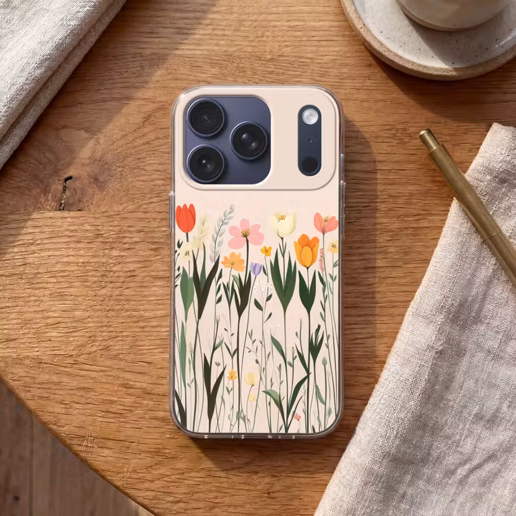 Pasteltinten - Bloemen - Illustratie Telefoonhoesje iPhone 17 Pro klein -sfeer1