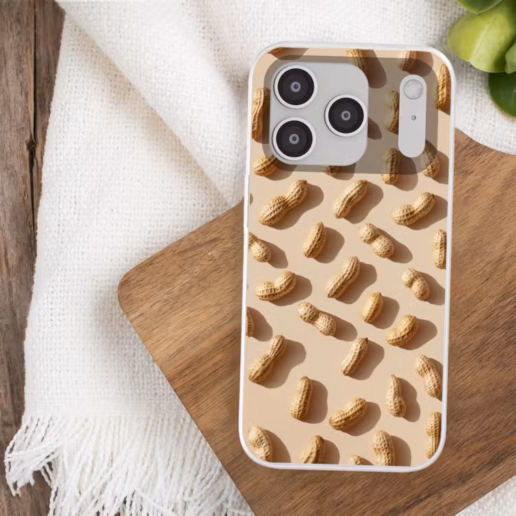 Pinda's - Patroon - Beige Telefoonhoesje iPhone 17 Pro klein -sfeer1