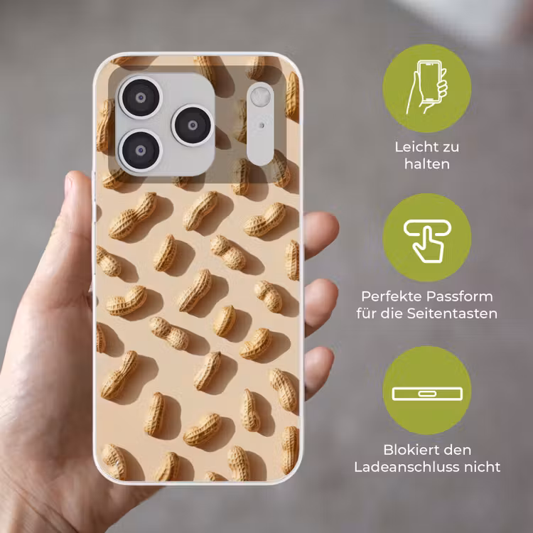 Pinda's - Patroon - Beige Telefoonhoesje iPhone 17 Pro klein -sfeer3_DE