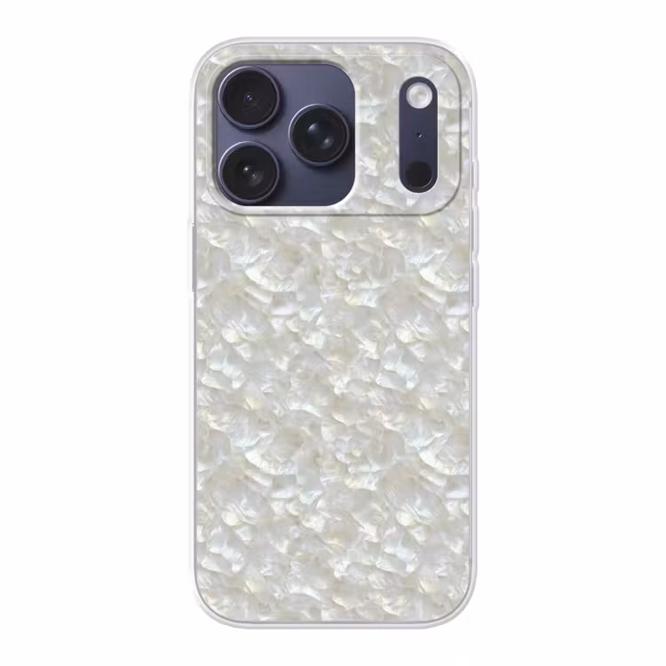 Parelmoerglans - Wit - Schelp Telefoonhoesje iPhone 17 Pro klein 878 -3d