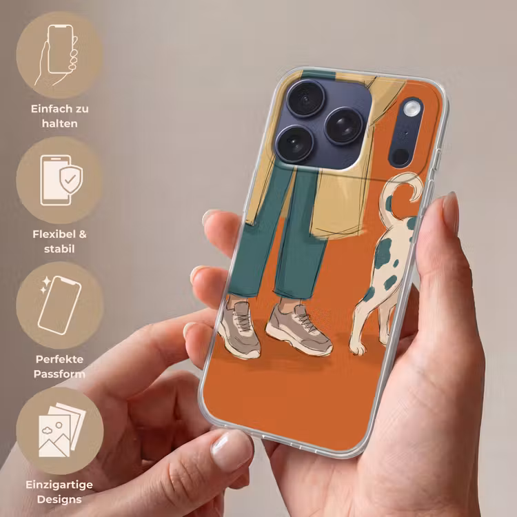 Persoon - Hond - Dieren - Illustratie - Modern Telefoonhoesje iPhone 17 Pro klein -sfeer3_DE