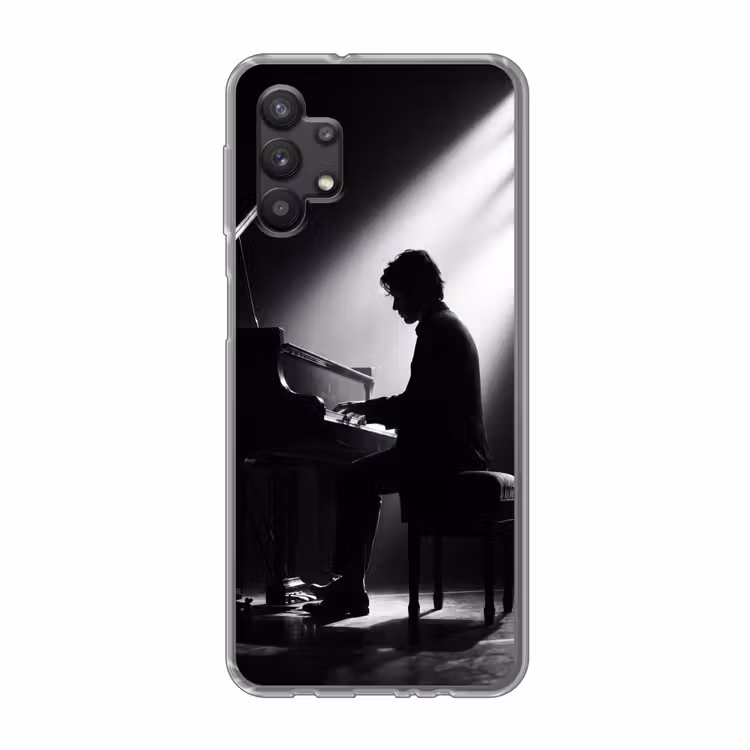 Persoon - Piano - Muziek - Zwart-wit - Podium Telefoonhoesje Samsung Galaxy A32 5G klein -3d