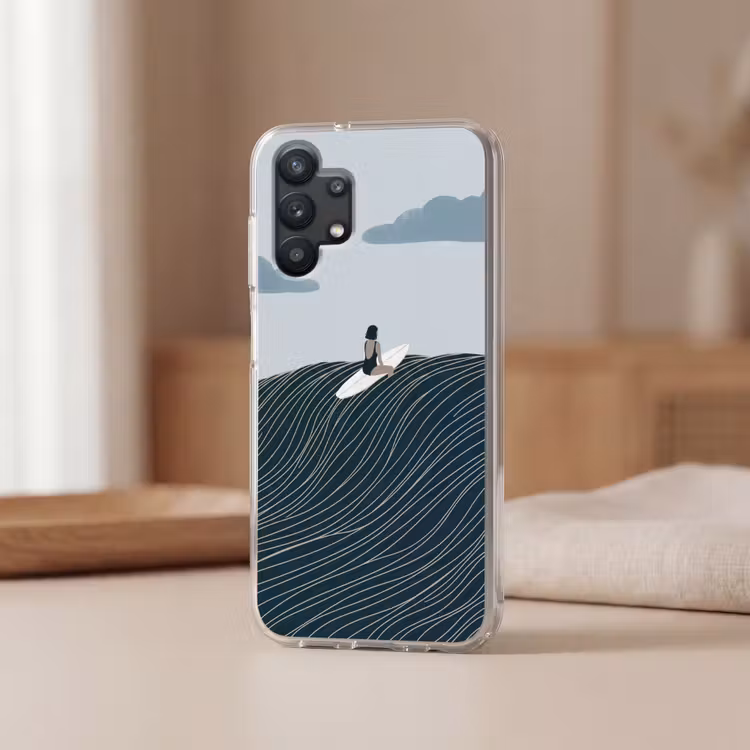 Persoon - Surfen - Oceaan - Natuur - Modern Telefoonhoesje Samsung Galaxy A32 5G klein -sfeer2