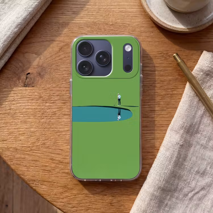 Persoon - Golf - Water - Blauw Telefoonhoesje iPhone 17 Pro klein -sfeer1