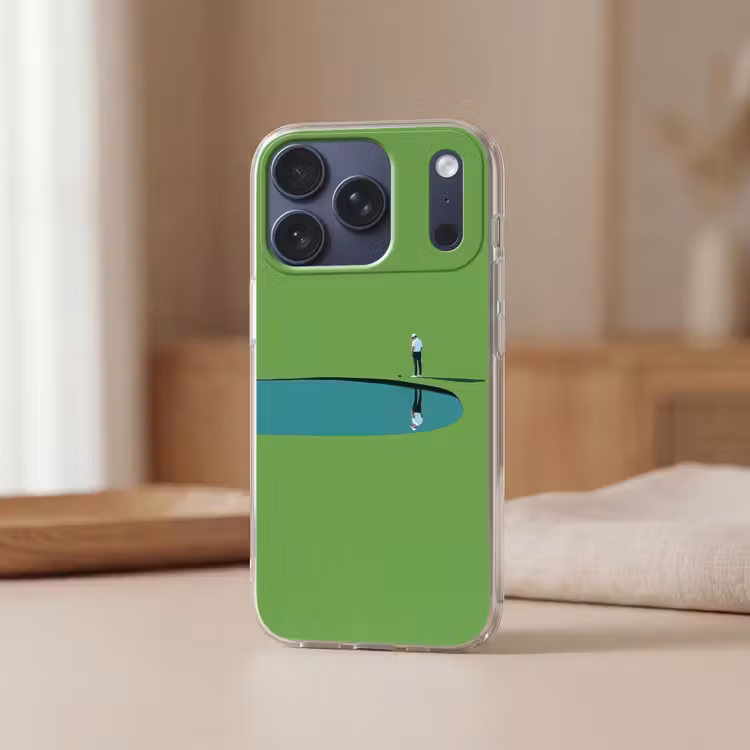 Persoon - Golf - Water - Blauw Telefoonhoesje iPhone 17 Pro klein -sfeer2