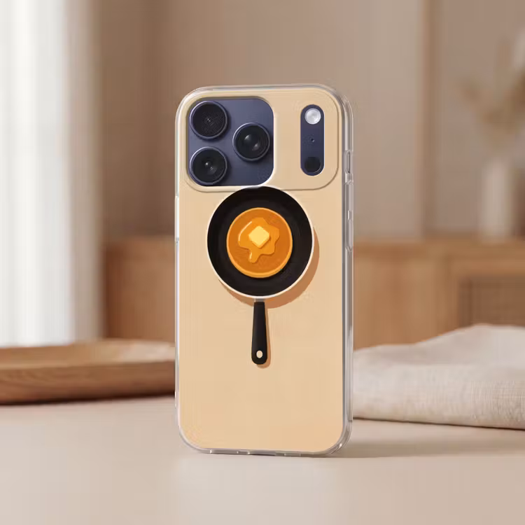 Pannenkoek - Koekenpan - Boter - Minimalistisch Telefoonhoesje iPhone 17 Pro klein -sfeer2