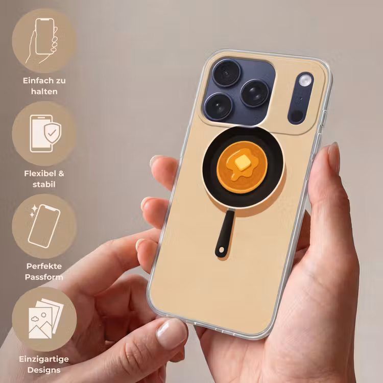 Pannenkoek - Koekenpan - Boter - Minimalistisch Telefoonhoesje iPhone 17 Pro klein -sfeer3_DE
