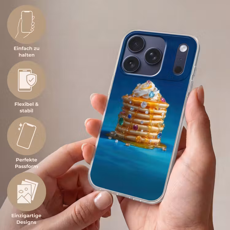 Pannenkoeken - Steentjes - Glitter - Slagroom Telefoonhoesje iPhone 17 Pro klein -sfeer3_DE