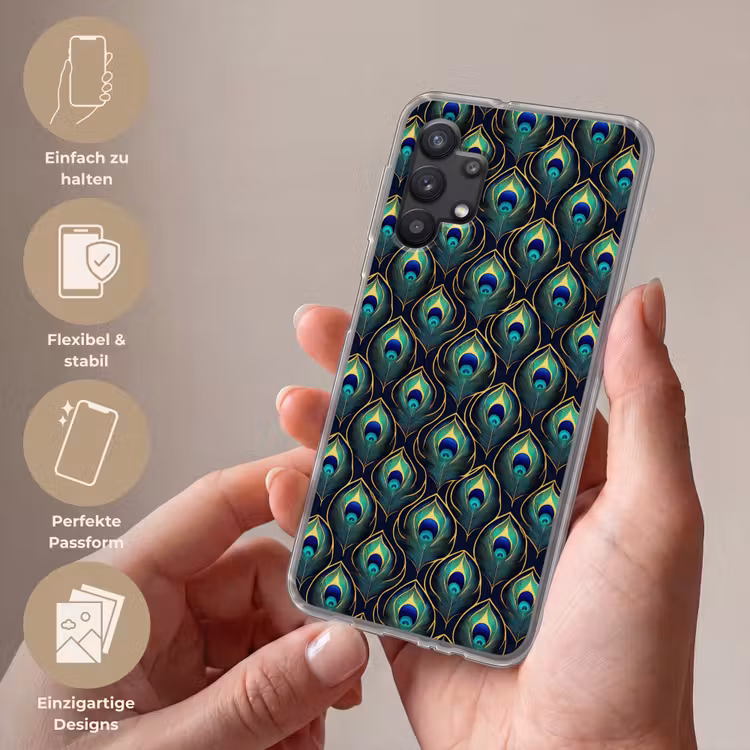 Pauw - Veren - Groen Telefoonhoesje Samsung Galaxy A32 5G klein 346 -sfeer3_DE