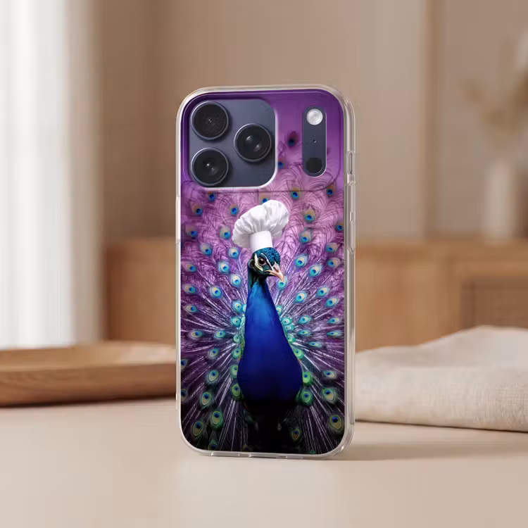 Pauw - Koksmuts - Cool - Paars Telefoonhoesje iPhone 17 Pro klein -sfeer2