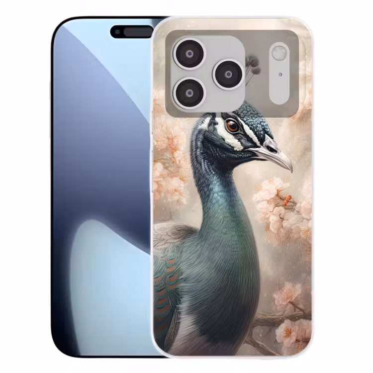 Pauw - Vogels - Bloemen - Boom - Botanisch Telefoonhoesje iPhone 17 Pro klein -3d