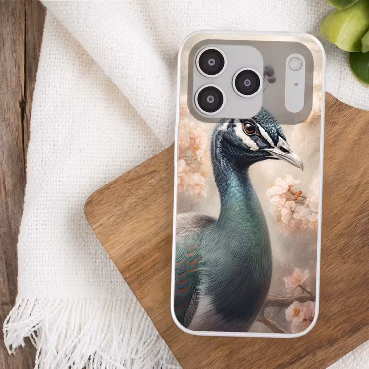 Pauw - Vogels - Bloemen - Boom - Botanisch Telefoonhoesje iPhone 17 Pro klein -sfeer1