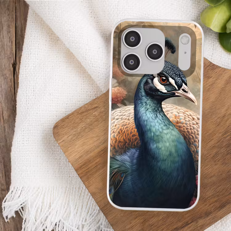 Pauw - Vogel - Bloemen - Planten - Pauwenveren Telefoonhoesje iPhone 17 Pro klein -sfeer1
