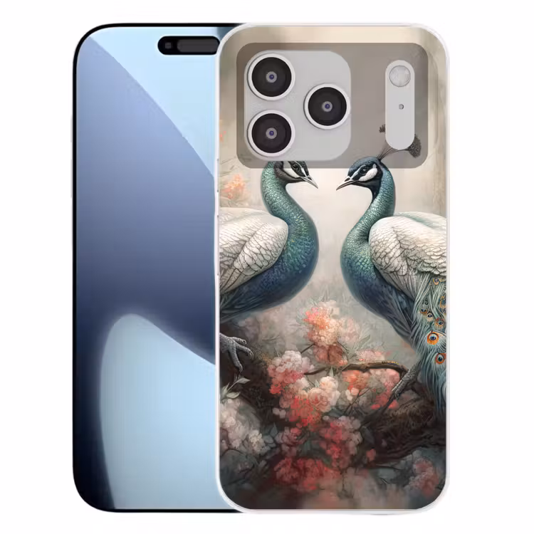Pauwen - Pauwenveren - Vogels - Bloemen - Natuur Telefoonhoesje iPhone 17 Pro klein -3d