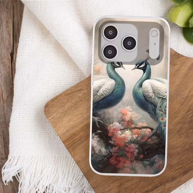 Pauwen - Pauwenveren - Vogels - Bloemen - Natuur Telefoonhoesje iPhone 17 Pro klein -sfeer1